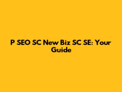 P SEO SC New Biz SC SE: Your Guide