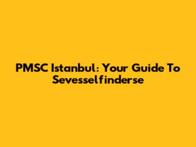 PMSC Istanbul: Your Guide To Sevesselfinderse