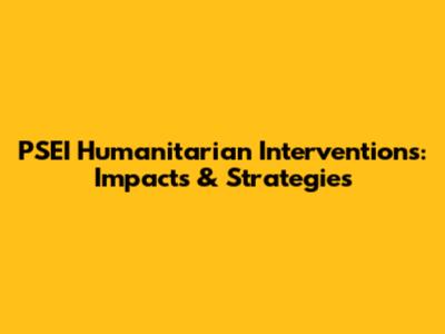 PSEI Humanitarian Interventions: Impacts & Strategies