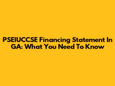 PSEIUCCSE Financing Statement In GA: What You Need To Know