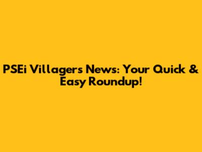 PSEi Villagers News: Your Quick & Easy Roundup!