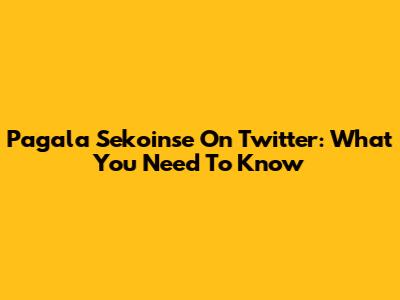 Pagala Sekoinse On Twitter: What You Need To Know