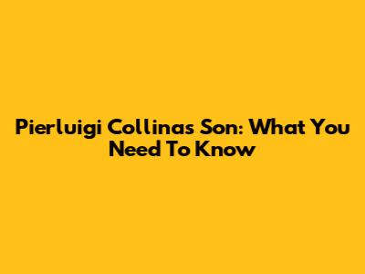 Pierluigi Collina's Son: What You Need To Know