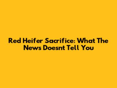 Red Heifer Sacrifice: What The News Doesn't Tell You