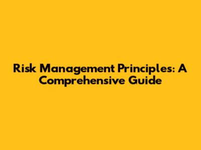 Risk Management Principles: A Comprehensive Guide