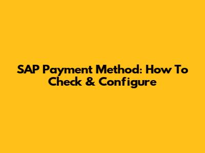 SAP Payment Method: How To Check & Configure