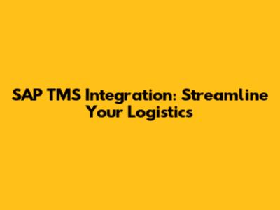 SAP TMS Integration: Streamline Your Logistics