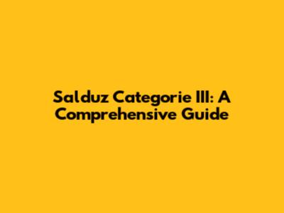 Salduz Categorie III: A Comprehensive Guide