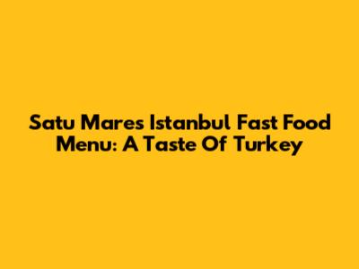 Satu Mare's Istanbul Fast Food Menu: A Taste Of Turkey