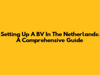 Setting Up A BV In The Netherlands: A Comprehensive Guide