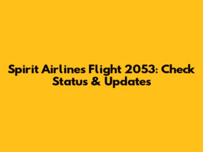 Spirit Airlines Flight 2053: Check Status & Updates