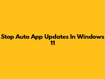 Stop Auto App Updates In Windows 11