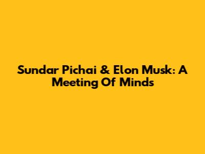 Sundar Pichai & Elon Musk: A Meeting Of Minds