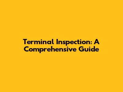 Terminal Inspection: A Comprehensive Guide