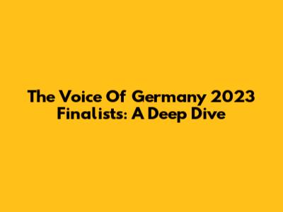 The Voice Of Germany 2023 Finalists: A Deep Dive