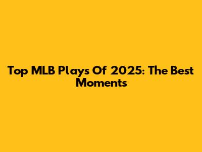 Top MLB Plays Of 2025: The Best Moments