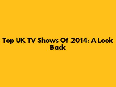 Top UK TV Shows Of 2014: A Look Back