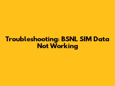 Troubleshooting: BSNL SIM Data Not Working