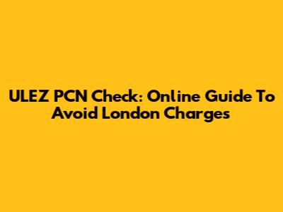 ULEZ PCN Check: Online Guide To Avoid London Charges