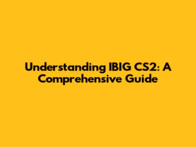 Understanding IBIG CS2: A Comprehensive Guide