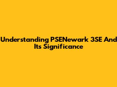 Understanding PSENewark 3SE And Its Significance