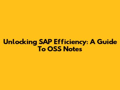Unlocking SAP Efficiency: A Guide To OSS Notes