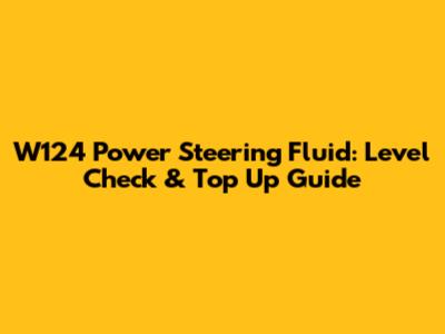 W124 Power Steering Fluid: Level Check & Top Up Guide