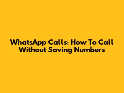 WhatsApp Calls: How To Call Without Saving Numbers