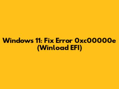 Windows 11: Fix Error 0xc00000e (Winload EFI)