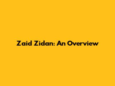 Zaid Zidan: An Overview