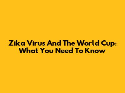 Zika Virus And The World Cup: What You Need To Know